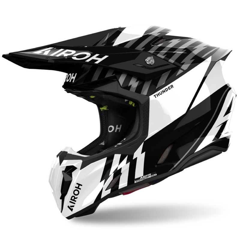 Motorcrosshelm Airoh Twist 3 Thunder glanzend zwart en wit