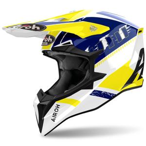 Motorcrosshelm Airoh Wraaap Feel 2024 glanzend geel-blauw
