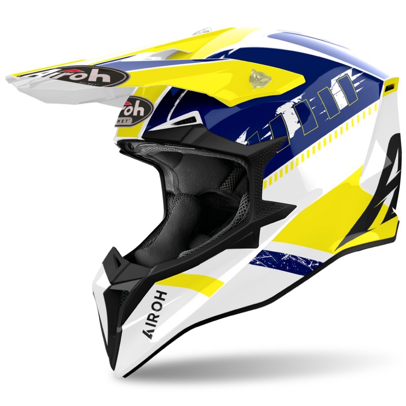 Motorcrosshelm Airoh Wraaap Feel glanzend geel-blauw