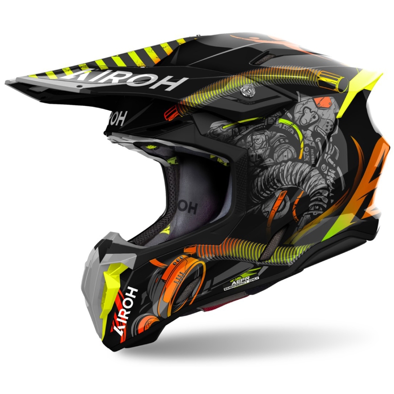 Motorcrosshelm Airoh Twist 3 Toxic zwart-oranje