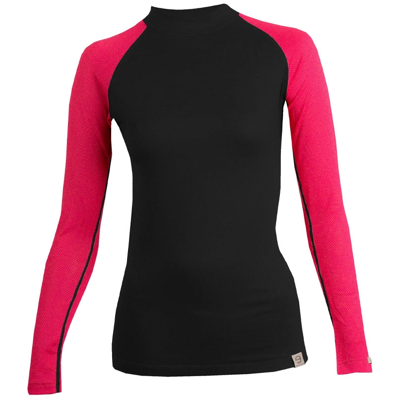 Thermisch dames-T-shirt nanosilver® Kombi MERINO zwart-roze