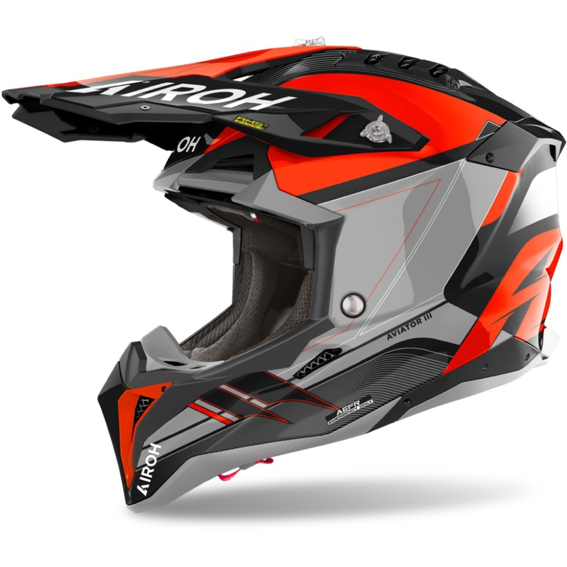 Motorcrosshelm Airoh Aviator 3 Saber glanzend oranje
