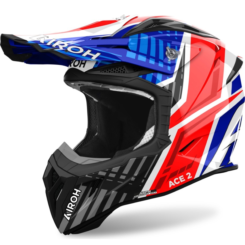 Crosshelm Airoh Aviator Ace 2 Stream blauw-rood glanzend