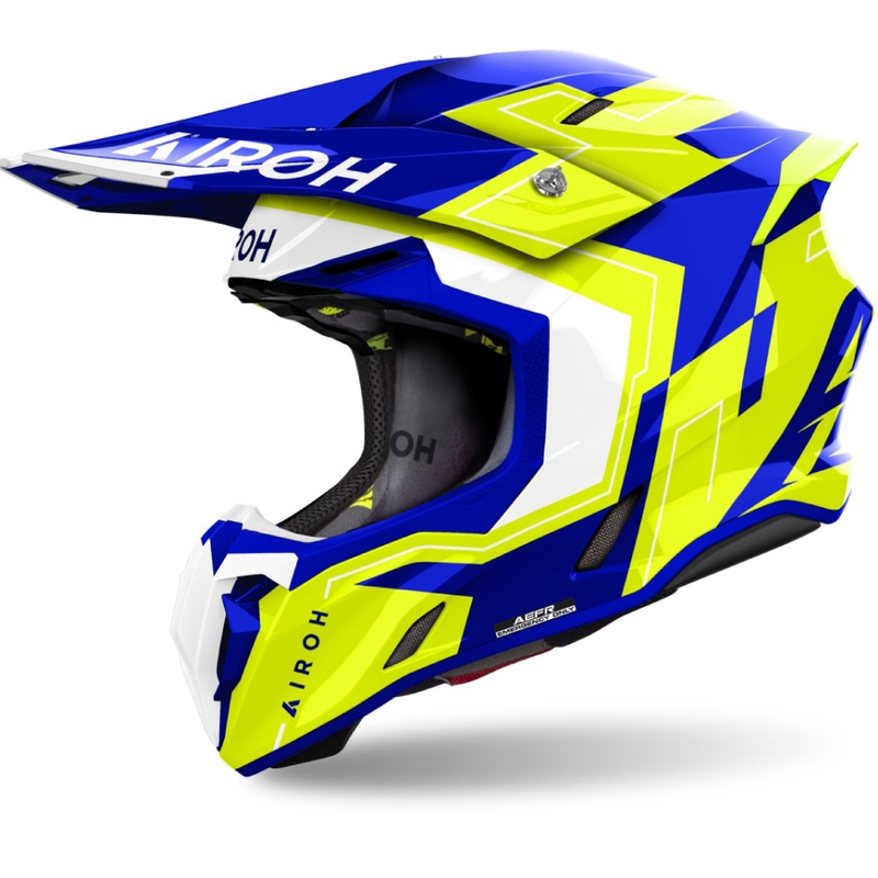 Motorcrosshelm Airoh Twist 3 Dizzy glanzend blauw-geel