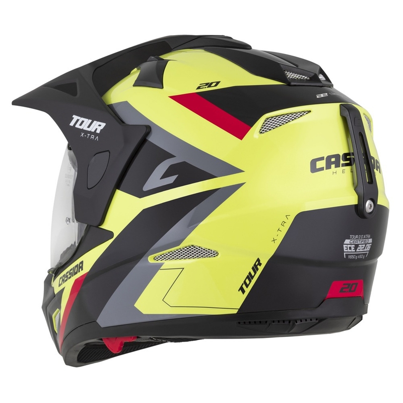 Endurohelm Cassida Tour 2.0 X-tra fluo geel-zwart-rood-grijs met zwart mat vizier
