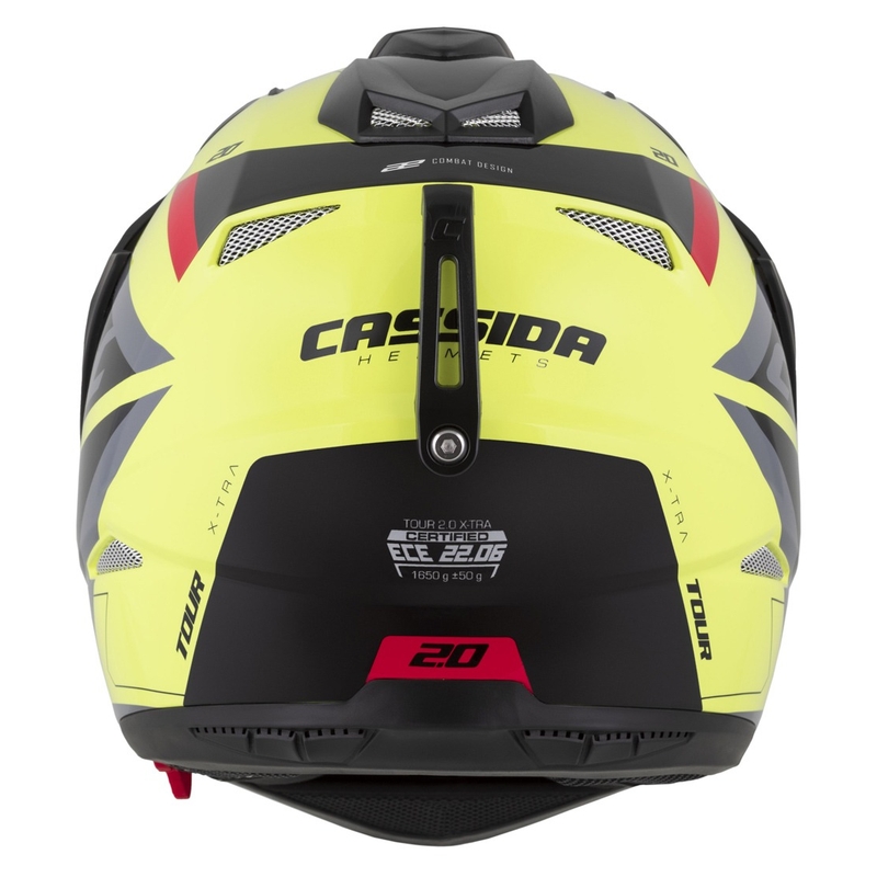 Endurohelm Cassida Tour 2.0 X-tra fluo geel-zwart-rood-grijs met zwart mat vizier