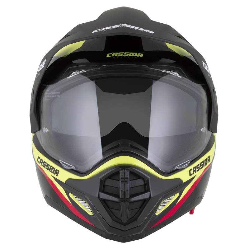 Endurohelm Cassida Tour 2.0 X-tra fluo geel-zwart-rood-grijs met zwart mat vizier