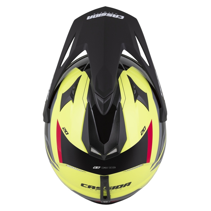 Endurohelm Cassida Tour 2.0 X-tra fluo geel-zwart-rood-grijs met zwart mat vizier