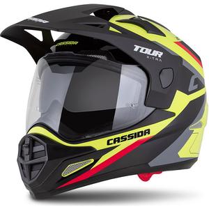Endurohelm Cassida Tour 2.0 X-tra fluo geel-zwart-rood-grijs met zwart mat vizier