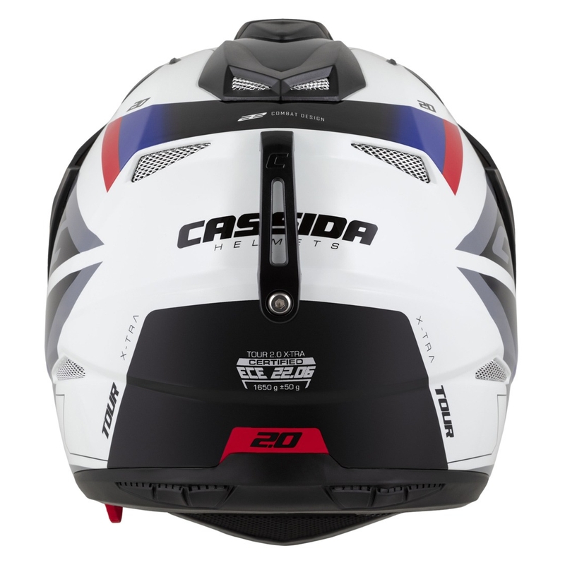Endurohelm Cassida Tour 2.0 X-tra wit-blauw-rood-zwart met mat zwart vizier