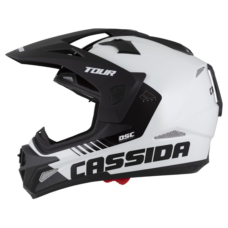 Endurohelm Cassida Tour 2.0 X-tra wit-blauw-rood-zwart met mat zwart vizier