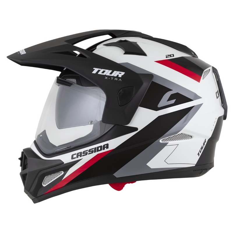 Endurohelm Cassida Tour 2.0 X-tra wit-rood-zwart met mat zwart vizier