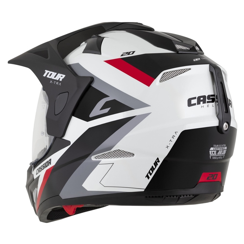 Endurohelm Cassida Tour 2.0 X-tra wit-rood-zwart met mat zwart vizier