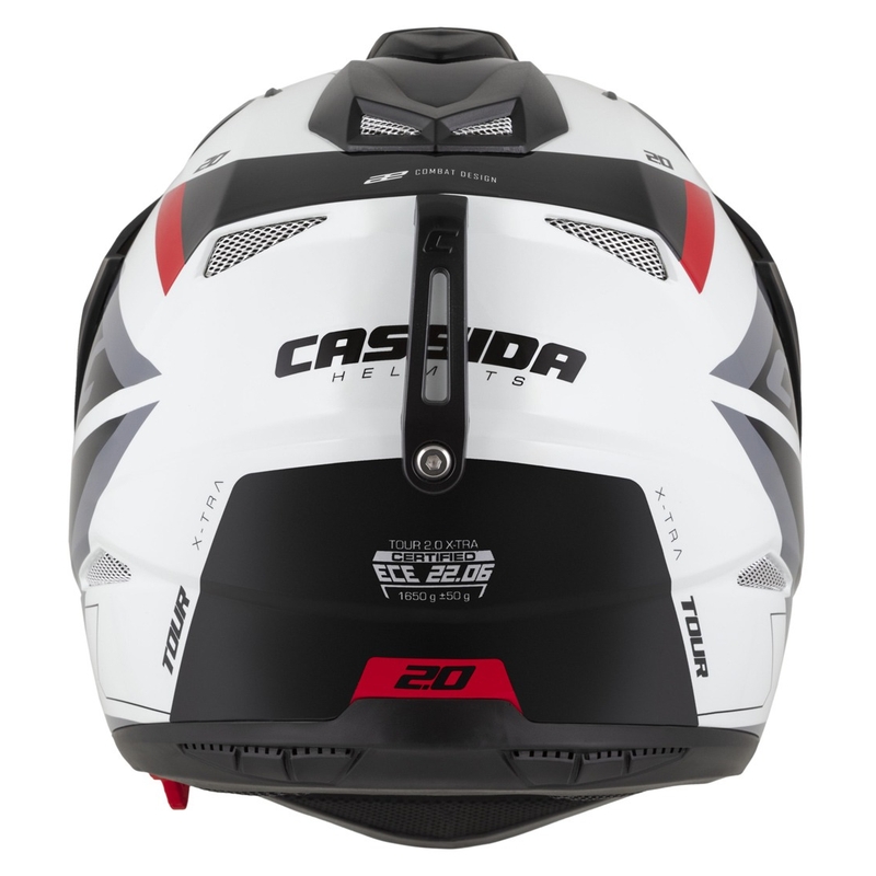 Endurohelm Cassida Tour 2.0 X-tra wit-rood-zwart met mat zwart vizier