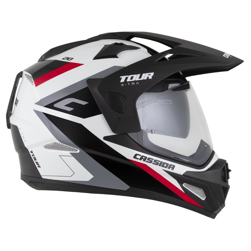 Endurohelm Cassida Tour 2.0 X-tra wit-rood-zwart met mat zwart vizier