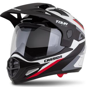 Endurohelm Cassida Tour 2.0 X-tra wit-rood-zwart met mat zwart vizier