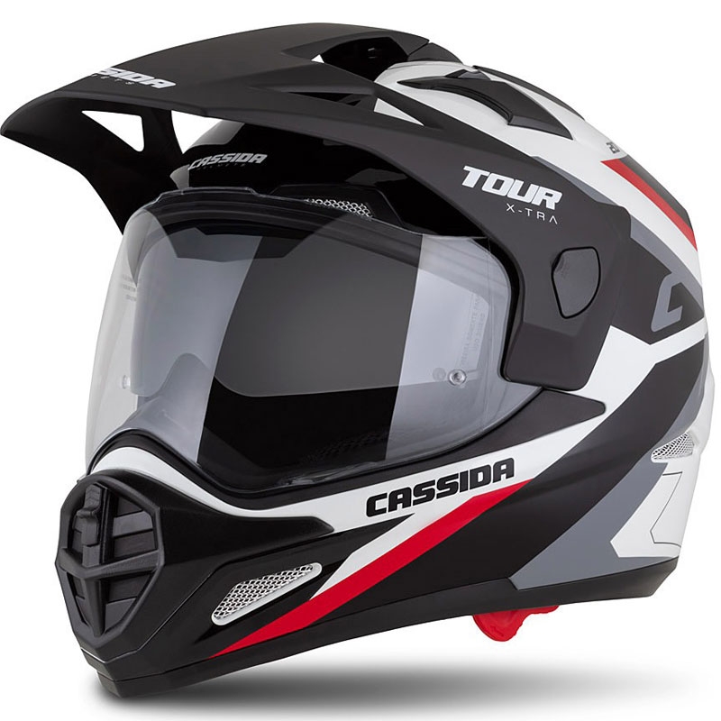 Endurohelm Cassida Tour 2.0 X-tra wit-rood-zwart met mat zwart vizier
