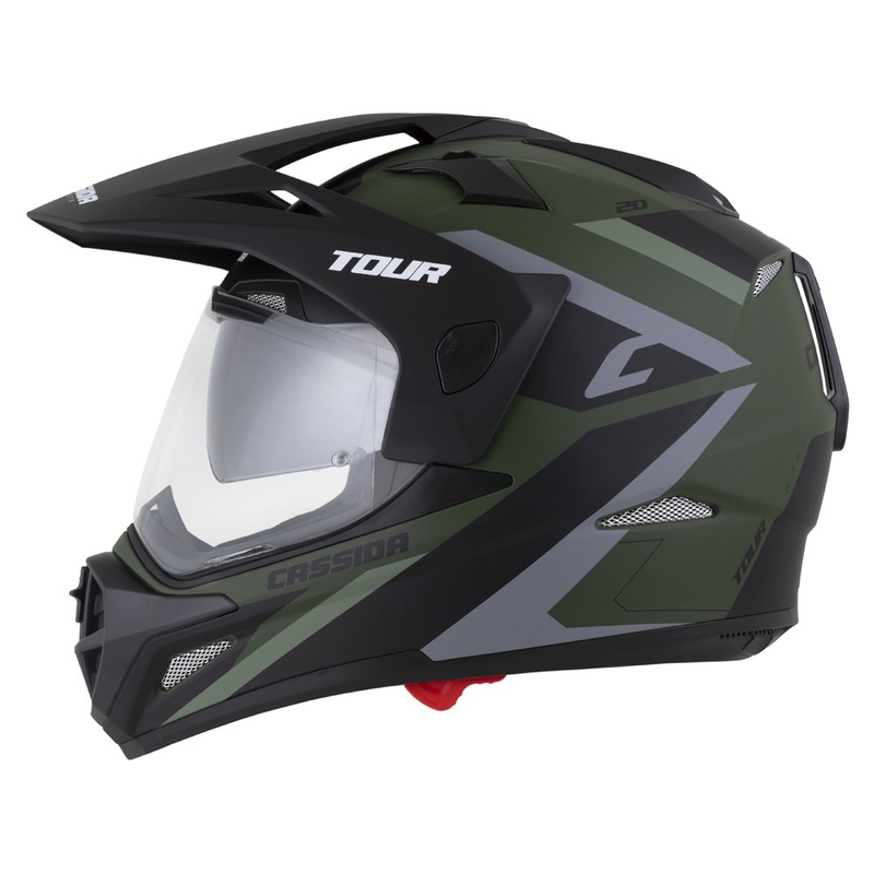 Endurohelm Cassida Tour 2.0 X-tra mat groen-grijs-zwart met mat zwart vizier
