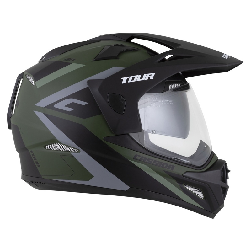 Endurohelm Cassida Tour 2.0 X-tra mat groen-grijs-zwart met mat zwart vizier