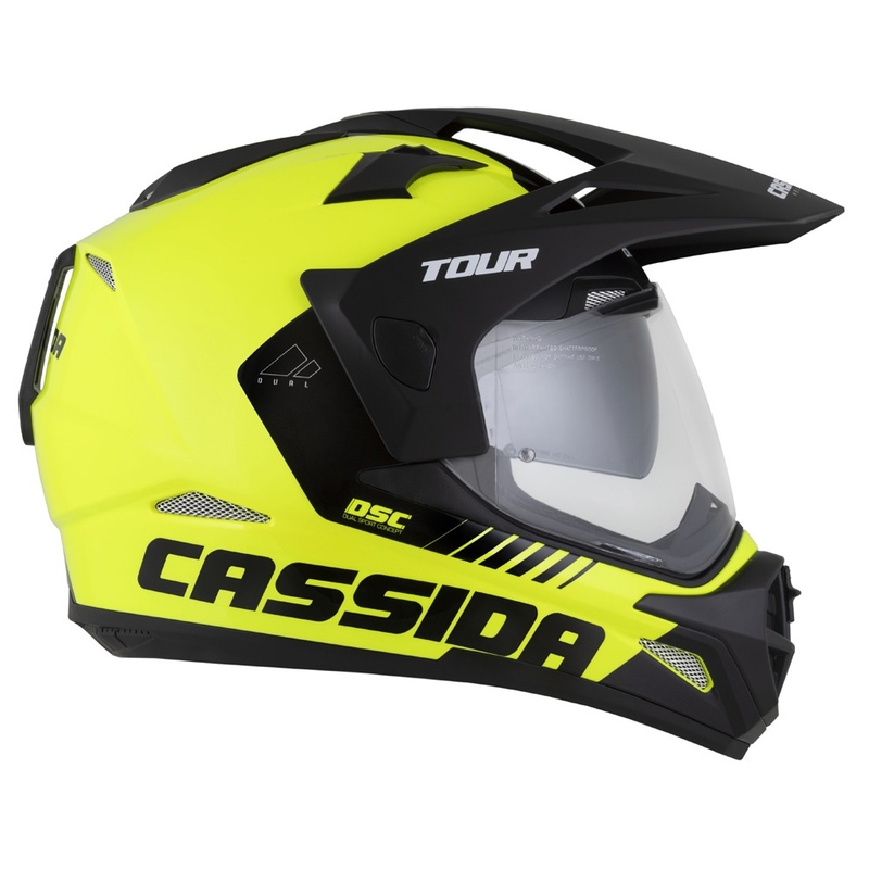 Endurohelm Cassida Tour 2.0 Dual fluo geel-zwart met zwart mat vizier