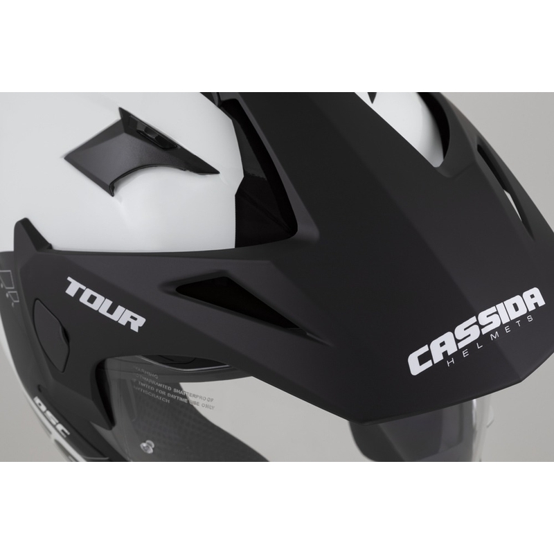 Endurohelm Cassida Tour 2.0 Dual wit-zwart met mat zwart vizier