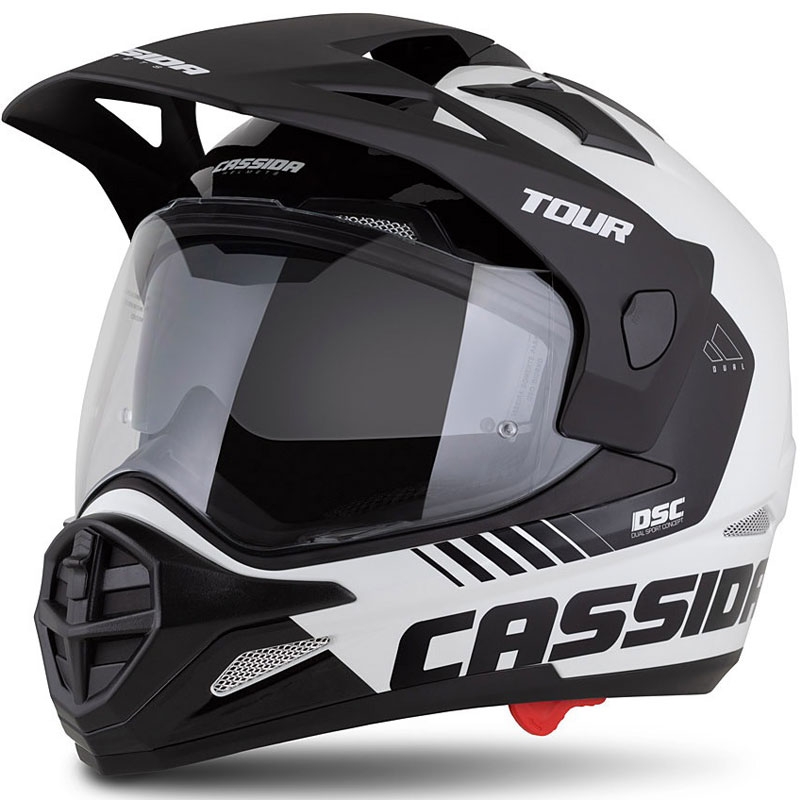 Endurohelm Cassida Tour 2.0 Dual wit-zwart met mat zwart vizier