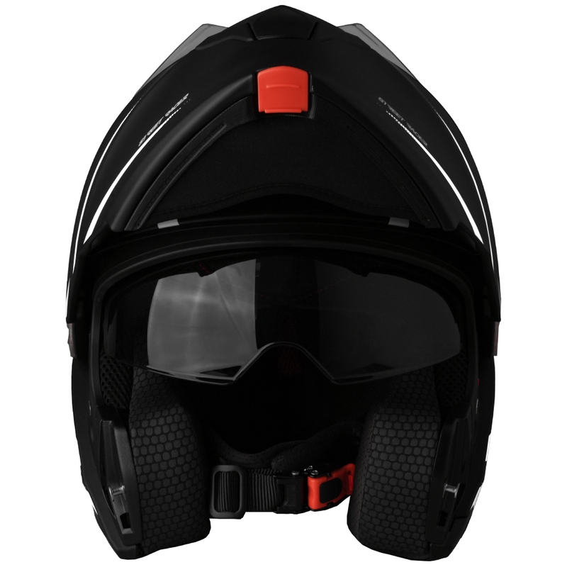 Opklapbare motorhelm Street Racer Fury mat zwart-wit