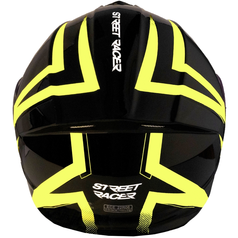 Street Racer Fury zwart-fluo gele opklapbare motorhelm