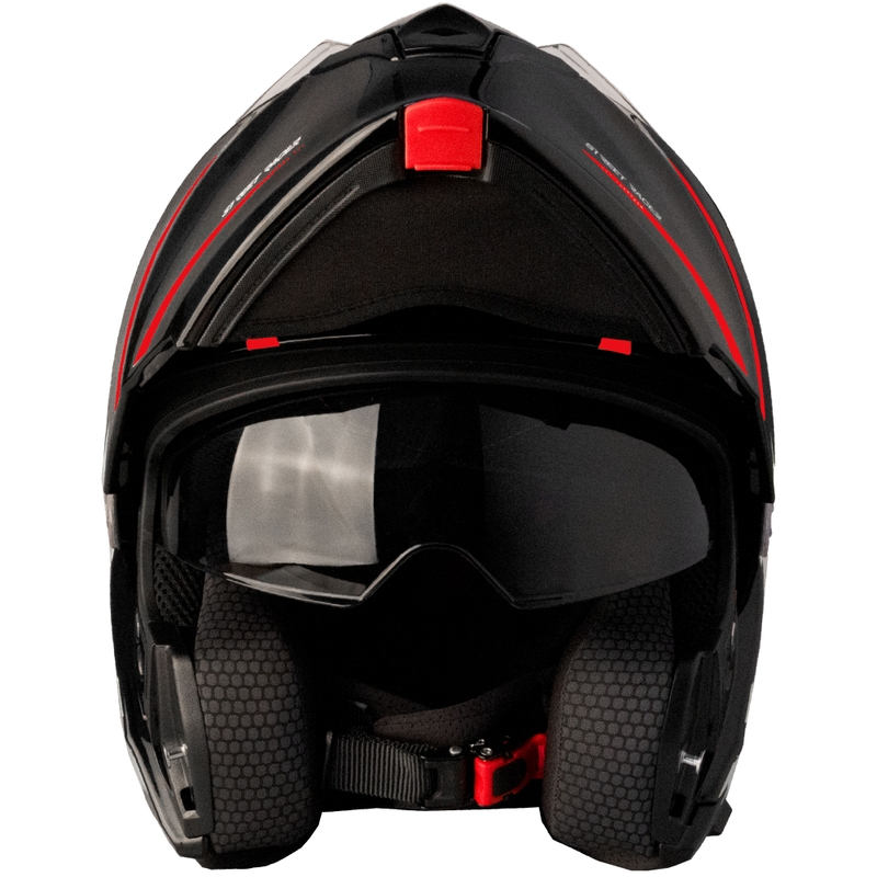 Street Racer Fury zwart met rode opklapbare motorhelm
