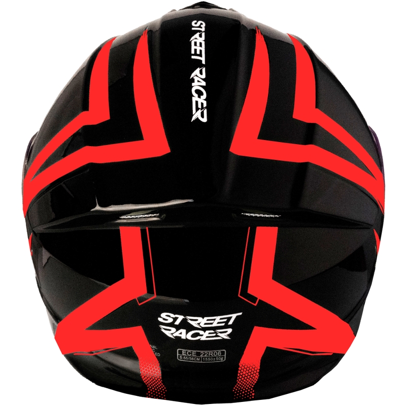 Street Racer Fury zwart met rode opklapbare motorhelm
