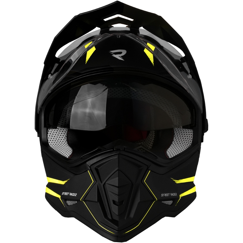 Enduro motorhelm Street Racer Ignite matzwart-fluorgeel