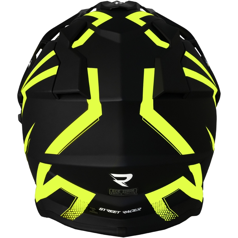 Enduro motorhelm Street Racer Ignite matzwart-fluorgeel