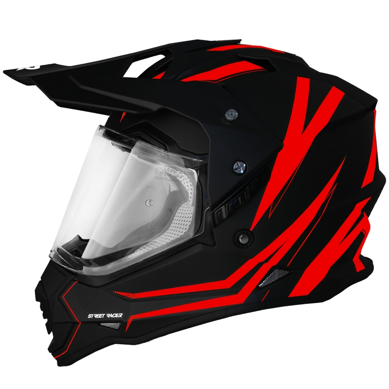 Enduro helma na motorku Street Racer Ignite matná černo-červená