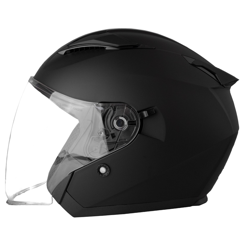 Open motorhelm Street Racer Sonic matzwart