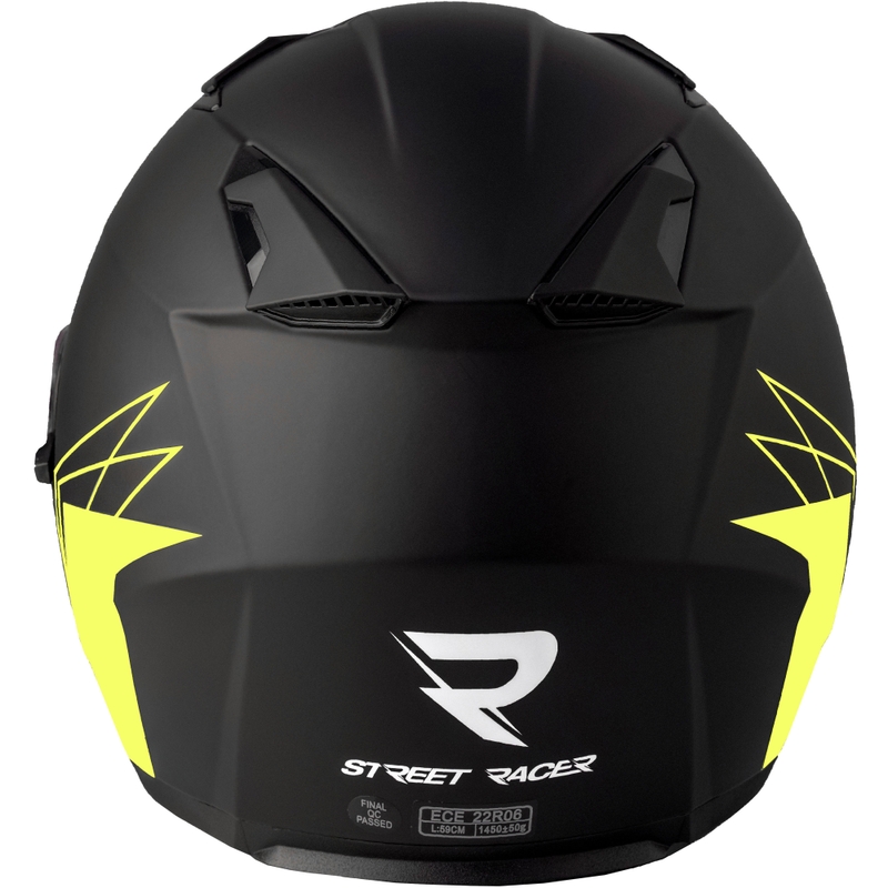 Open Motorfietshelm Street Racer Sonic matzwart-fluogeel