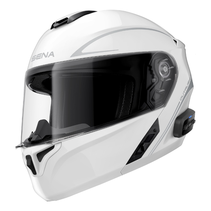 Opklapbare motorhelm met headset SENA Outrush R glanzend wit