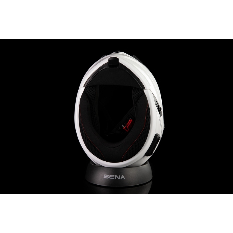 Opklapbare motorhelm met headset SENA Outrush R glanzend wit
