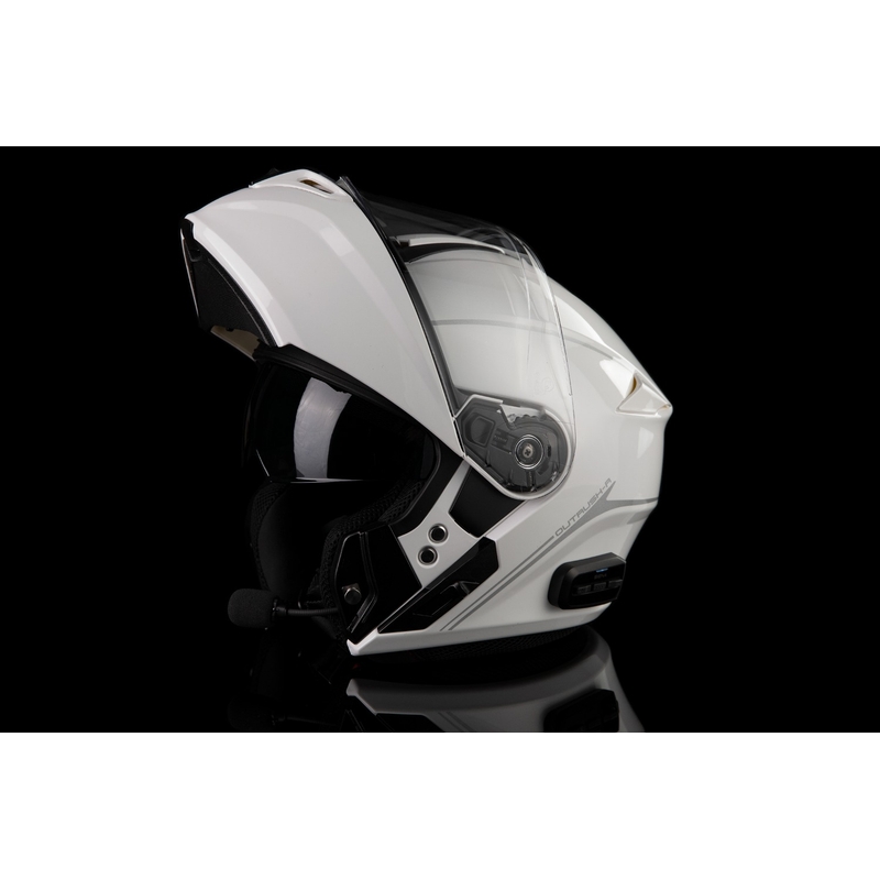 Opklapbare motorhelm met headset SENA Outrush R glanzend wit