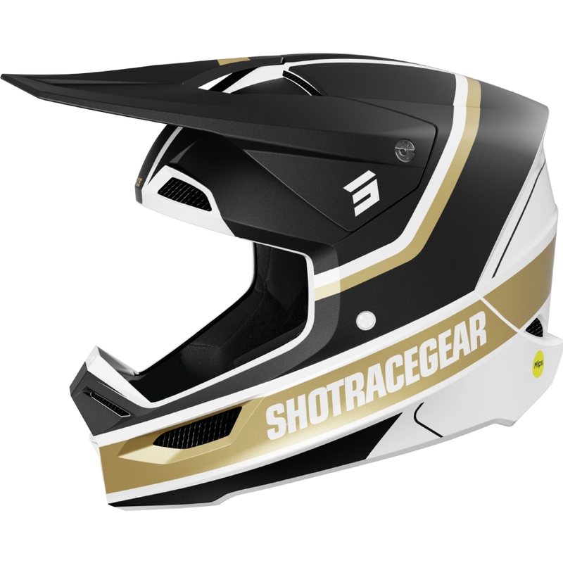 Motorcrosshelm Shot Race Mythic mat zwart-goud
