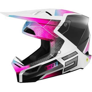 Motorcrosshelm Shot Race Phaser parel zwart-blauw-roze