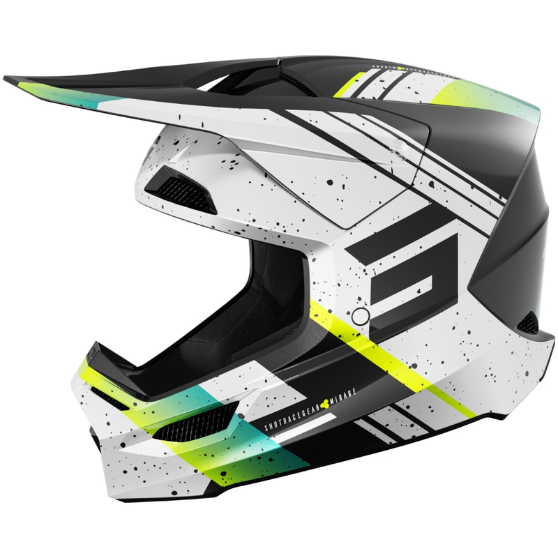 Motorcrosshelm Shot Furious Mirage blauw-fluo geel