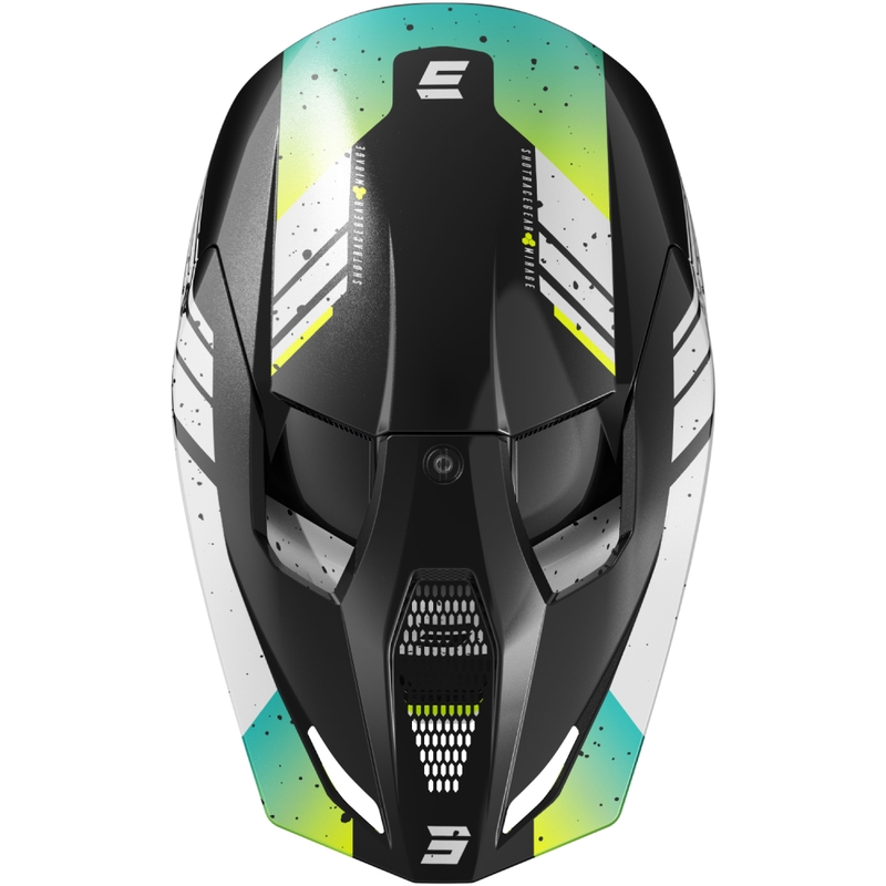 Motorcrosshelm Shot Furious Mirage blauw-fluo geel