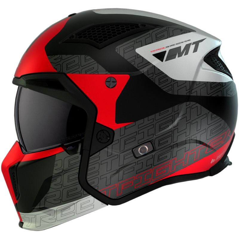 Open helm met masker MT Streetfighter SV Totem B15 zwart-grijs-wit-rood uitverkoop
