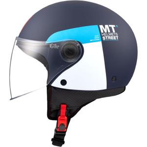 Open motorhelm MT STREET INBOARD C7 mat blauw-wit