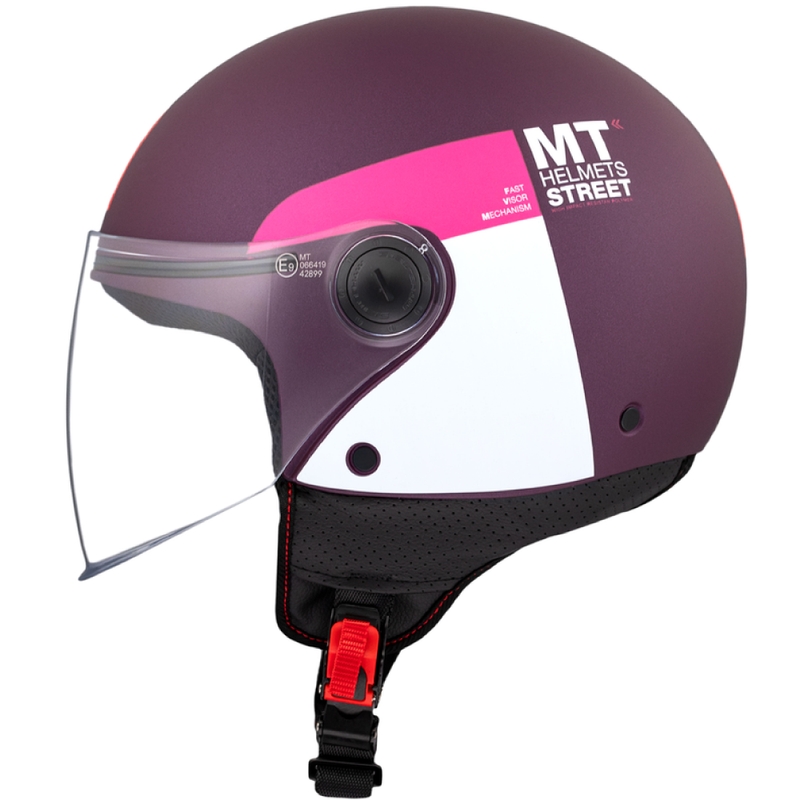 Open motorhelm MT STREET INBOARD C8 mat paars-roze