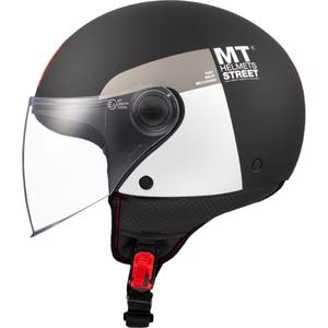 Open motorhelm MT STREET INBOARD D2 mat zwart/wit