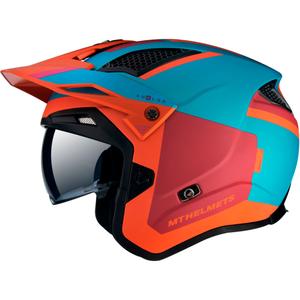 MT District SV Analog D24 open trial motorhelm rood-blauw-oranje