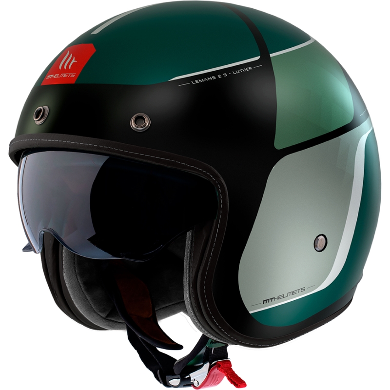 MT Le Mans 2 SV Luther Open Motorhelm Mat Zwart-Grijs-Groen
