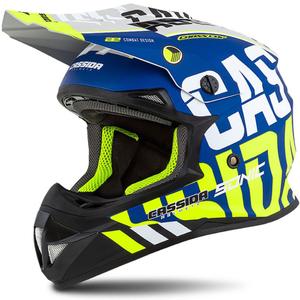 Motorcrosshelm Cassida Cross Cup Sonic fluo geel-blauw mat