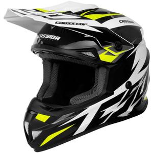 Cassida Cross Cup Two Motorcross Helm zwart-wit-grijs-fluo geel